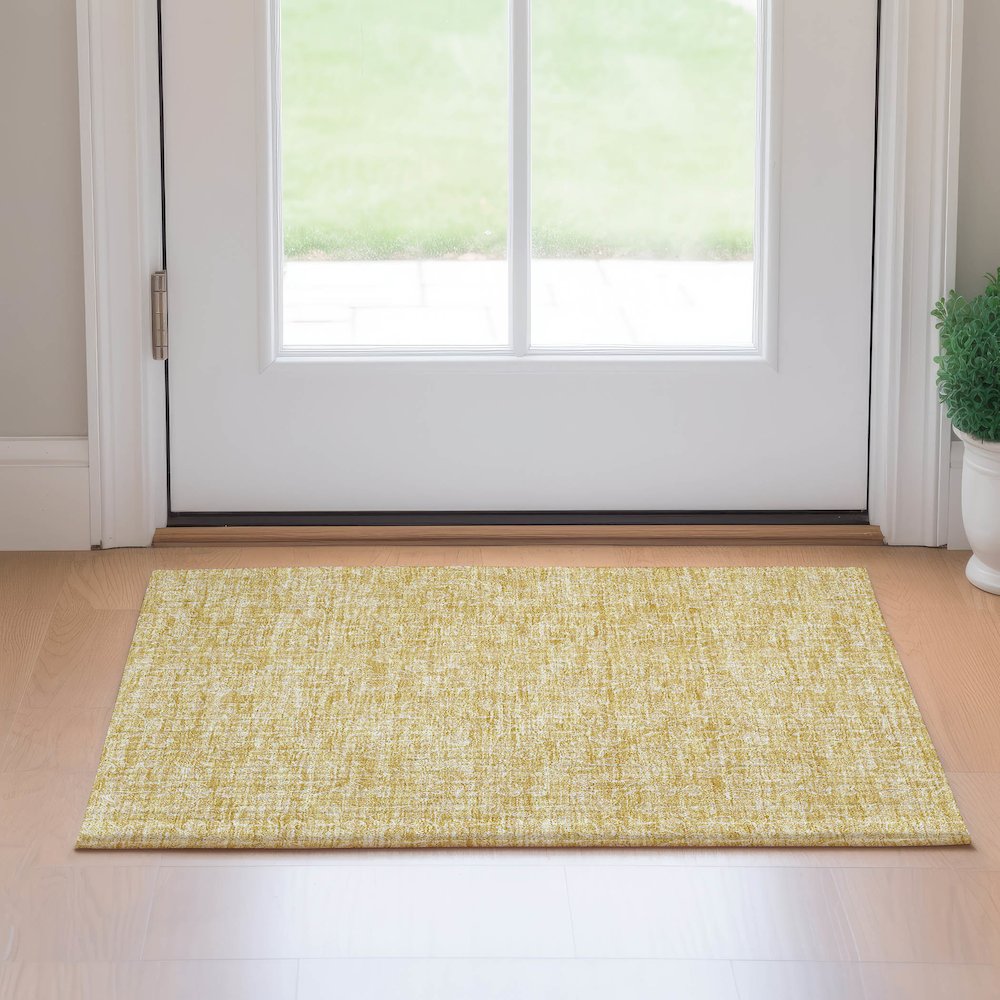 Premium Machine Washable Mayfield AMF691 Gold 1'8" x 2'6" Rug. Picture 5