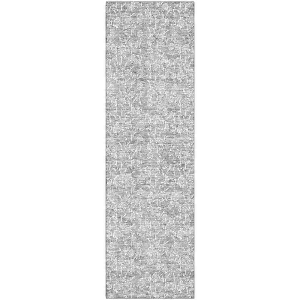 Premium Machine Washable Mayfield AMF691 Silver 2'3" x 7'6" Runner Rug. Picture 1