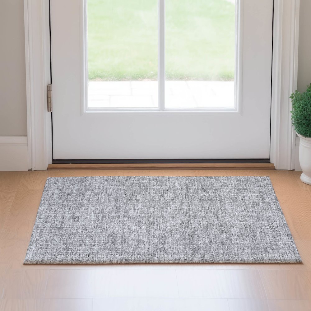 Premium Machine Washable Mayfield AMF691 Silver 1'8" x 2'6" Rug. Picture 5