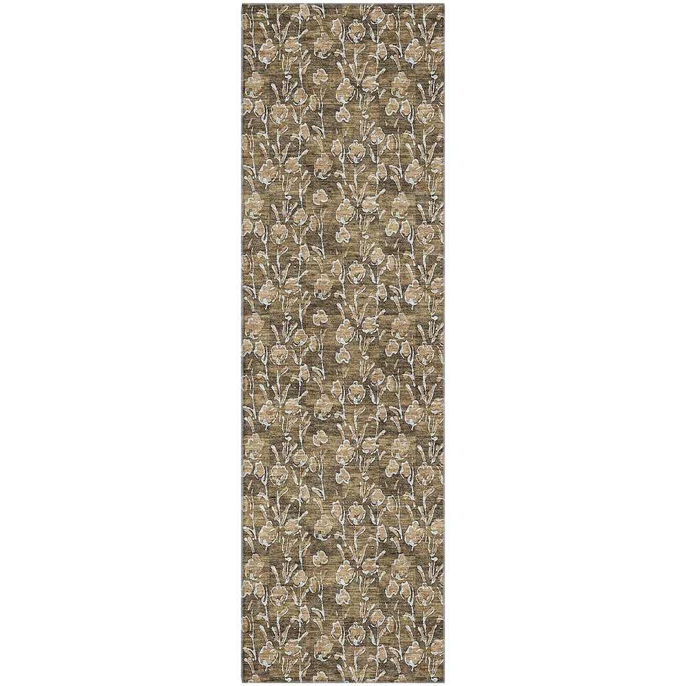Premium Machine Washable Mayfield AMF692 Brown 2'3" x 7'6" Runner Rug. Picture 1