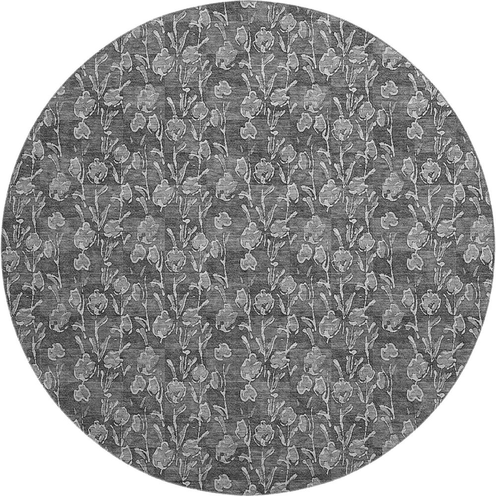 Premium Machine Washable Mayfield AMF692 Gray 8' x 8' Round Rug. Picture 1