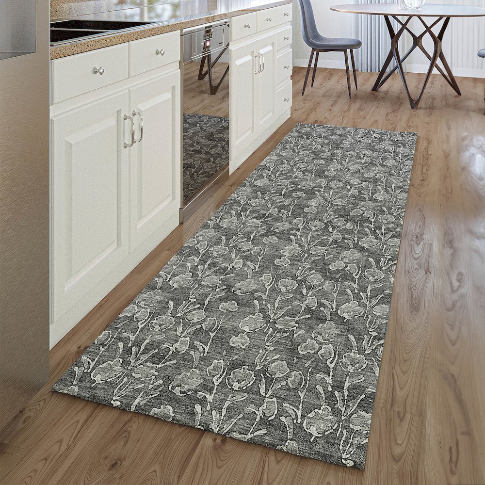 Premium Machine Washable Mayfield AMF692 Gray 2'3" x 7'6" Runner Rug. Picture 5