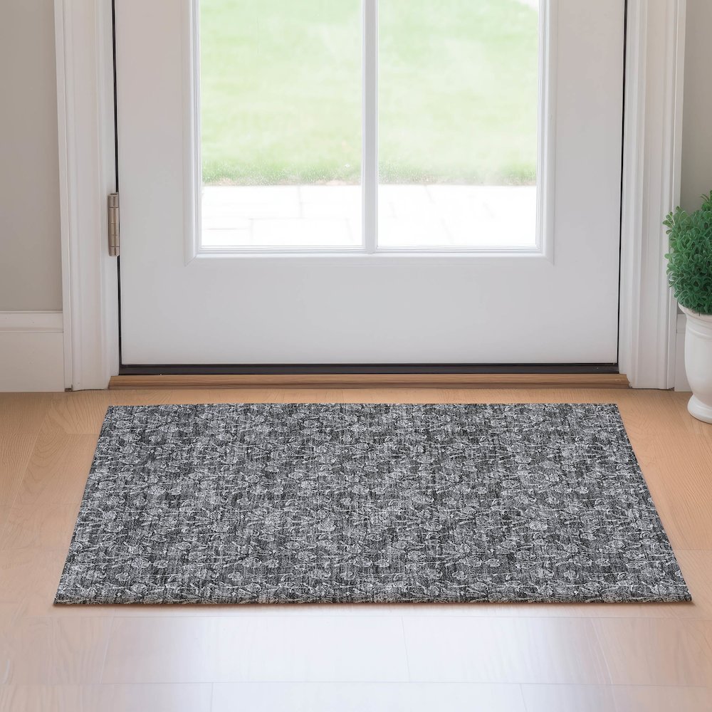 Premium Machine Washable Mayfield AMF692 Gray 1'8" x 2'6" Rug. Picture 5