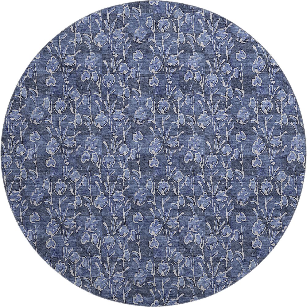 Premium Machine Washable Mayfield AMF692 Navy 8' x 8' Round Rug. Picture 1