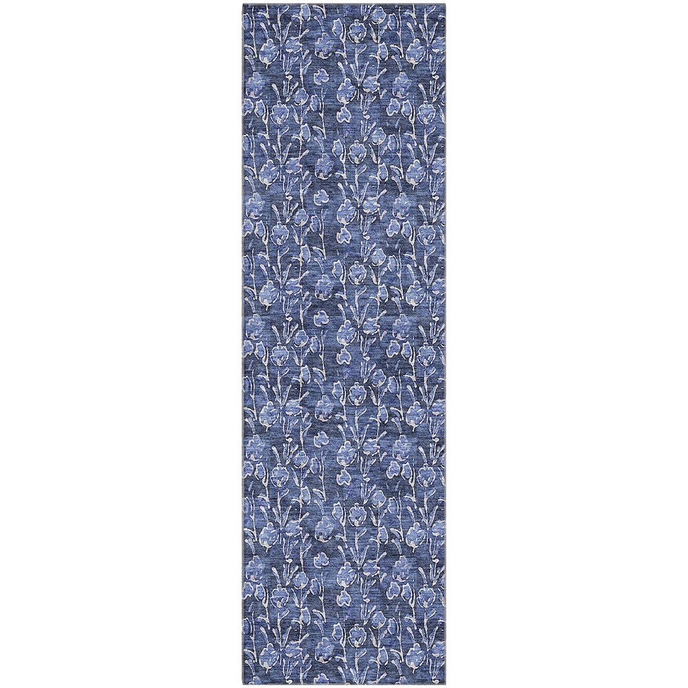 Premium Machine Washable Mayfield AMF692 Navy 2'3" x 7'6" Runner Rug. Picture 1