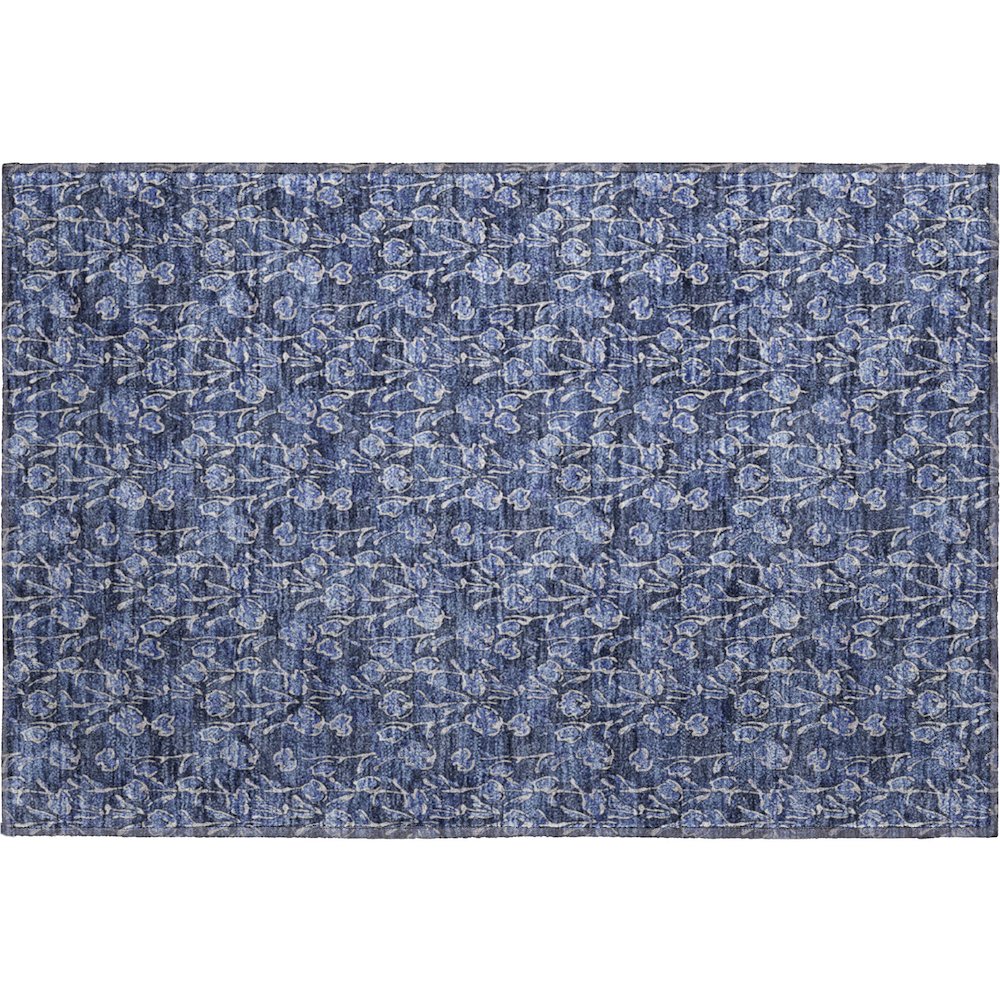 Premium Machine Washable Mayfield AMF692 Navy 1'8" x 2'6" Rug. Picture 1