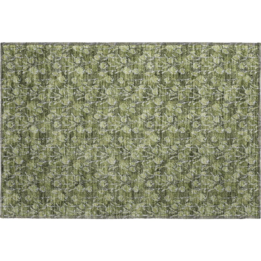 Premium Machine Washable Mayfield AMF692 Olive 1'8" x 2'6" Rug. Picture 1