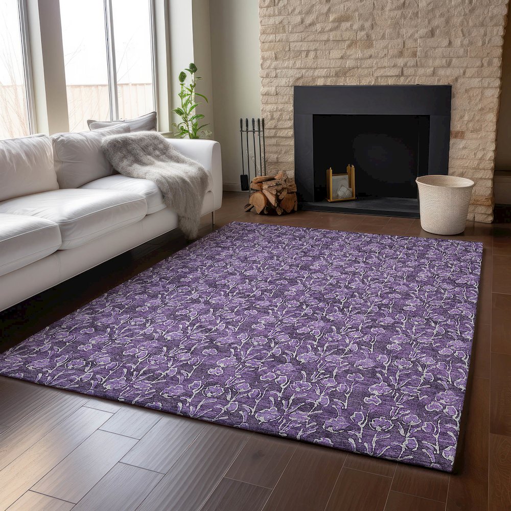 Premium Machine Washable Mayfield AMF692 Purple 2'6" x 3'10" Rug. Picture 6