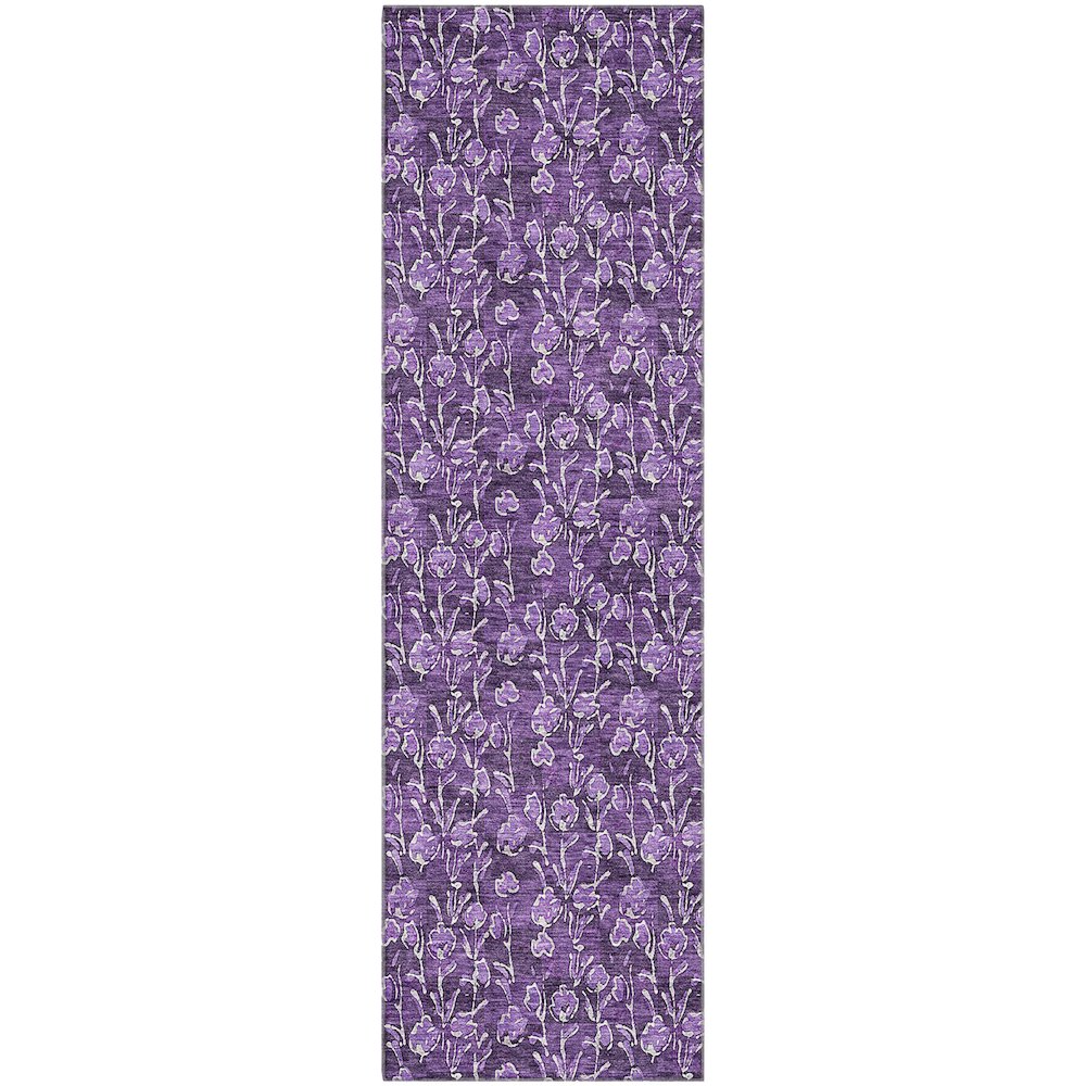 Premium Machine Washable Mayfield AMF692 Purple 2'3" x 7'6" Runner Rug. Picture 1