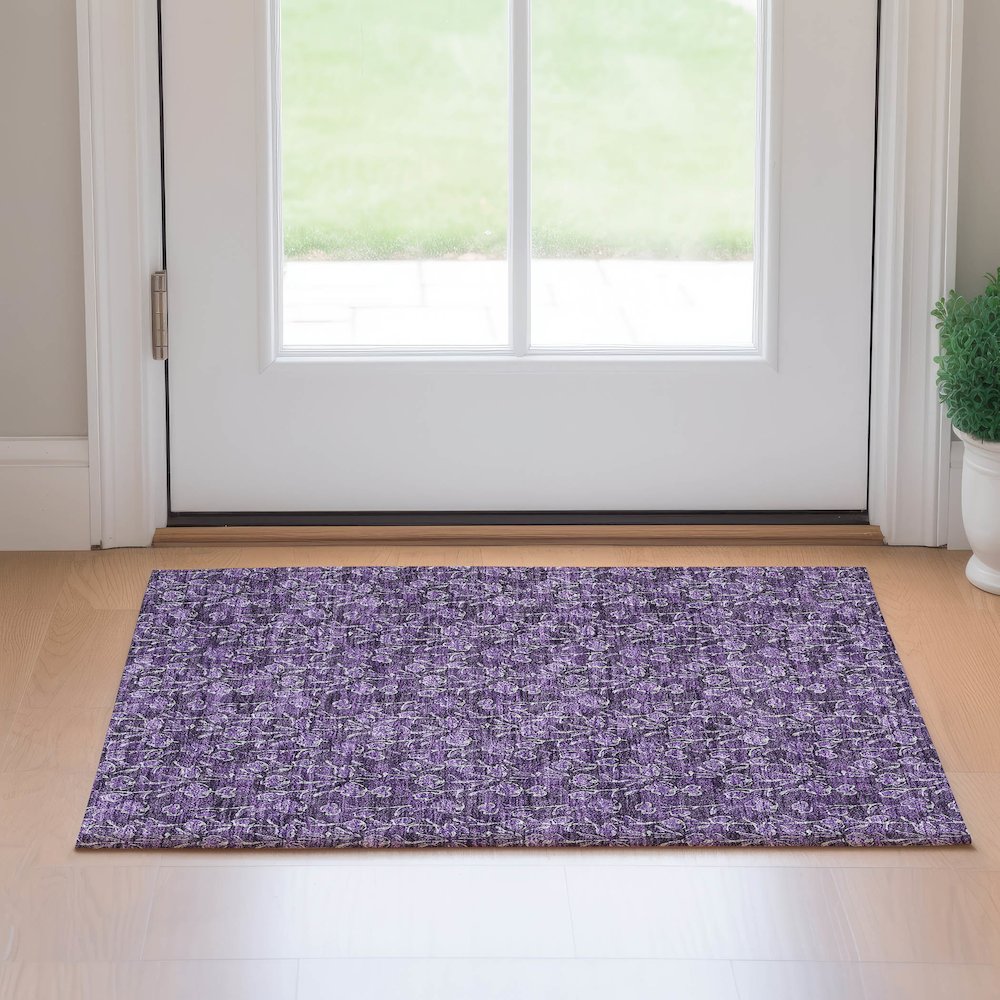 Premium Machine Washable Mayfield AMF692 Purple 1'8" x 2'6" Rug. Picture 5