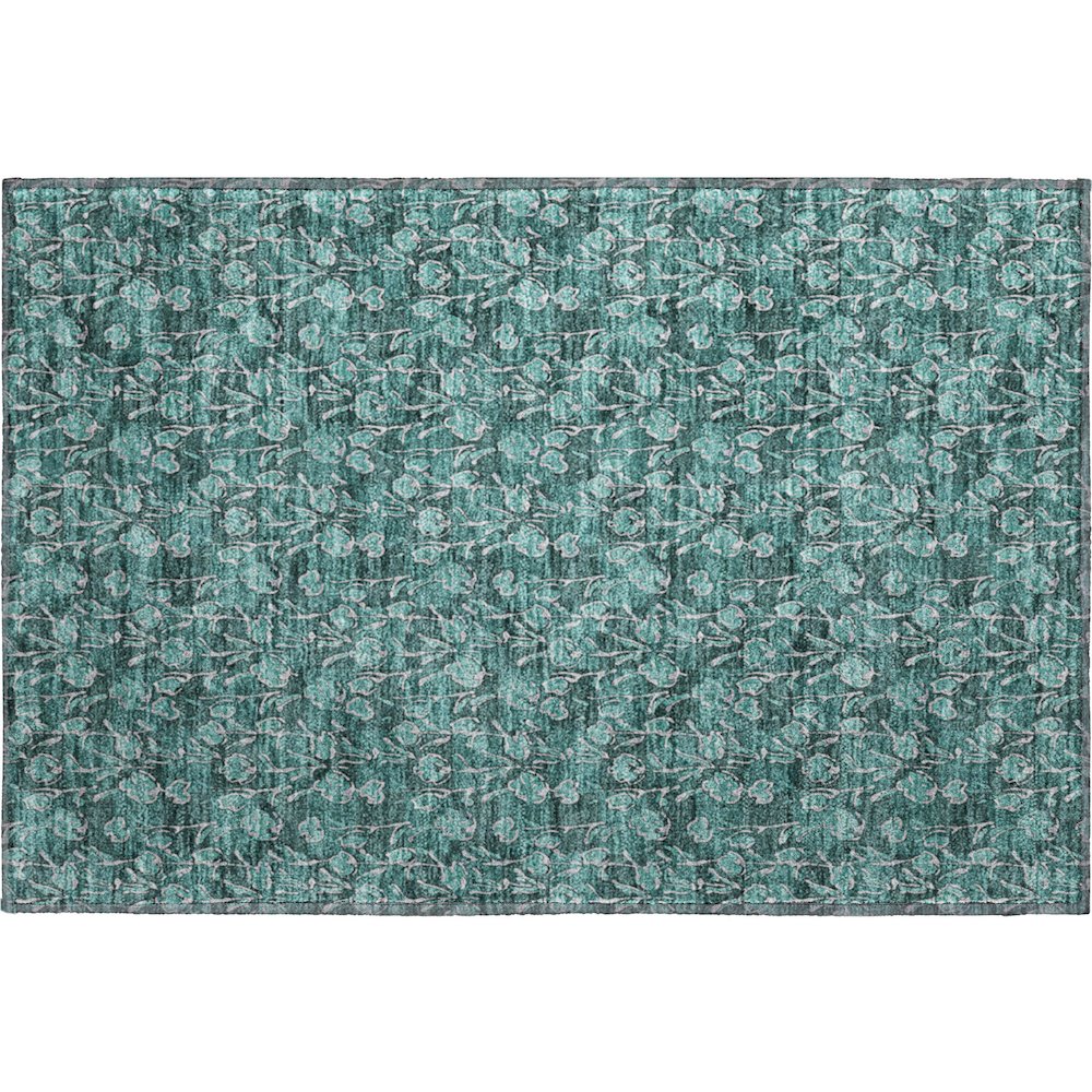 Premium Machine Washable Mayfield AMF692 Teal 1'8" x 2'6" Rug. Picture 1