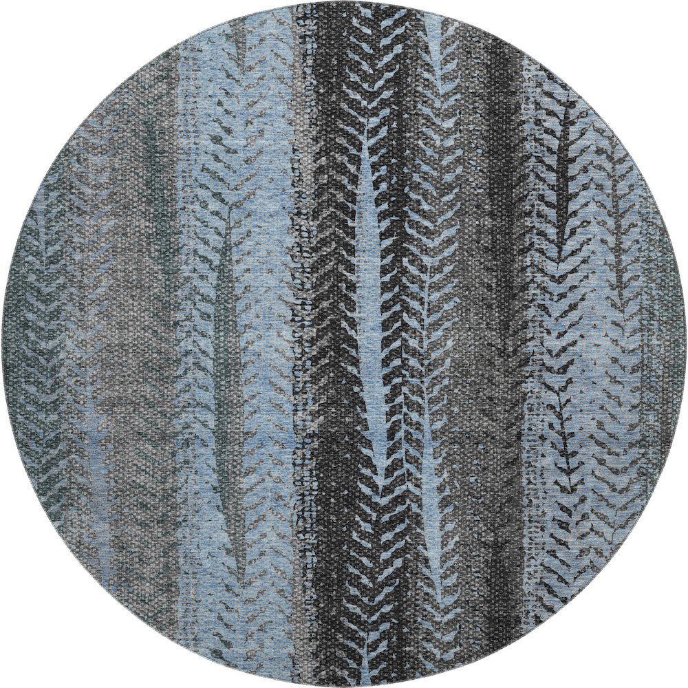 Premium Machine Washable Mayfield AMF693 Blue 8' x 8' Round Rug. Picture 1