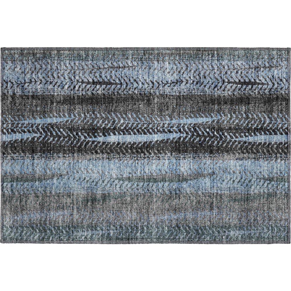 Premium Machine Washable Mayfield AMF693 Blue 1'8" x 2'6" Rug. Picture 1