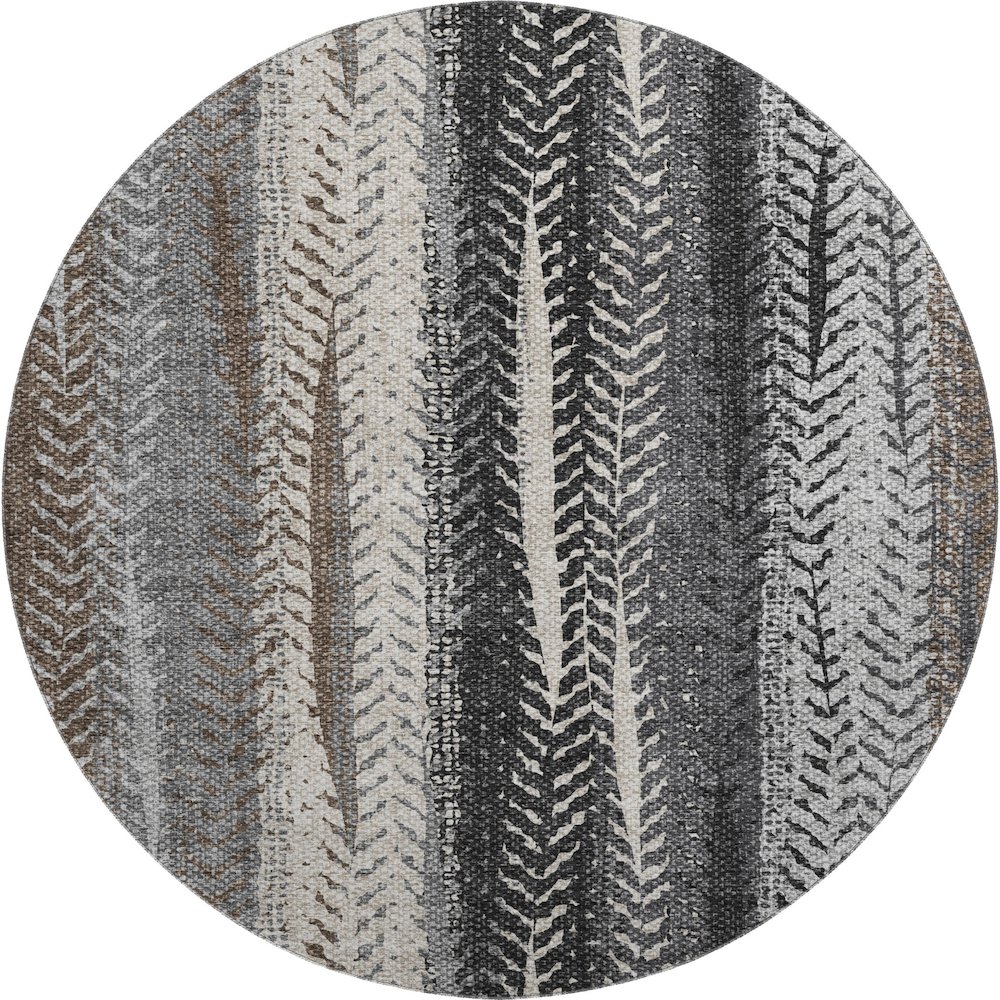 Premium Machine Washable Mayfield AMF693 Brown 8' x 8' Round Rug. Picture 1