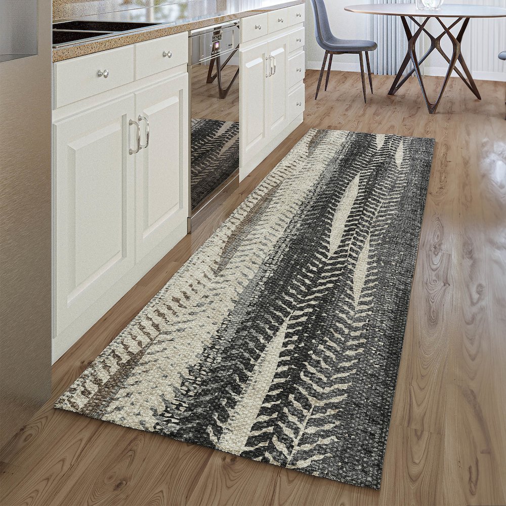 Premium Machine Washable Mayfield AMF693 Brown 2'3" x 7'6" Runner Rug. Picture 5