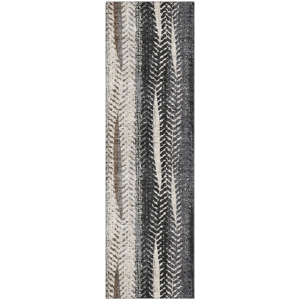 Premium Machine Washable Mayfield AMF693 Brown 2'3" x 7'6" Runner Rug. Picture 1