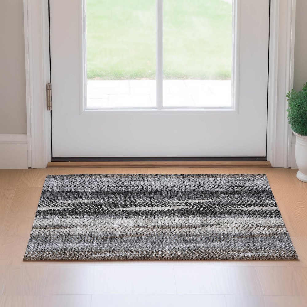 Premium Machine Washable Mayfield AMF693 Brown 1'8" x 2'6" Rug. Picture 5