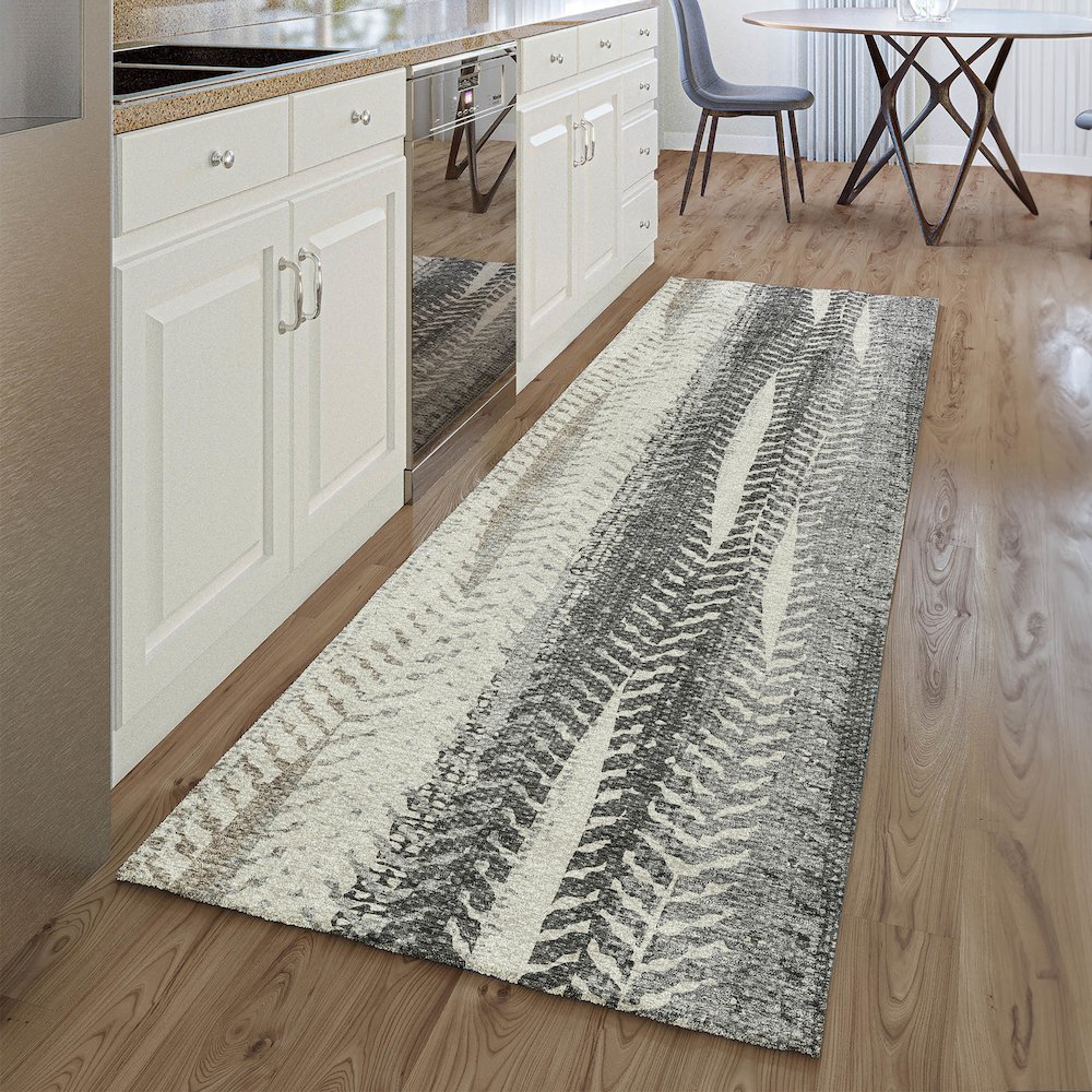 Premium Machine Washable Mayfield AMF693 Khaki 2'3" x 7'6" Runner Rug. Picture 5