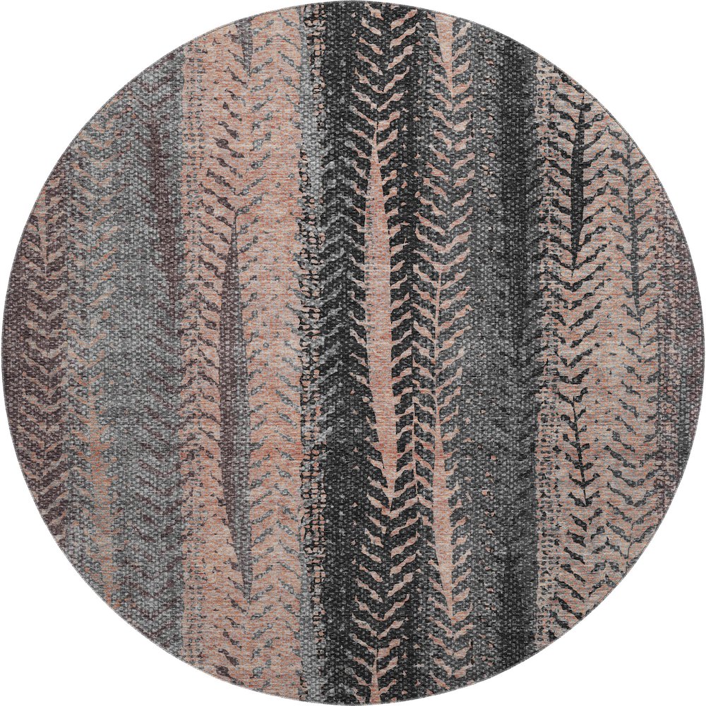 Premium Machine Washable Mayfield AMF693 Terracotta 8' x 8' Round Rug. Picture 1