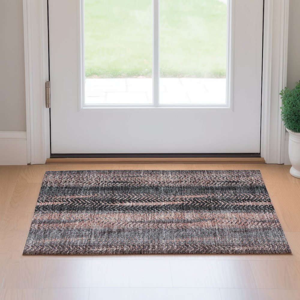 Premium Machine Washable Mayfield AMF693 Terracotta 1'8" x 2'6" Rug. Picture 5