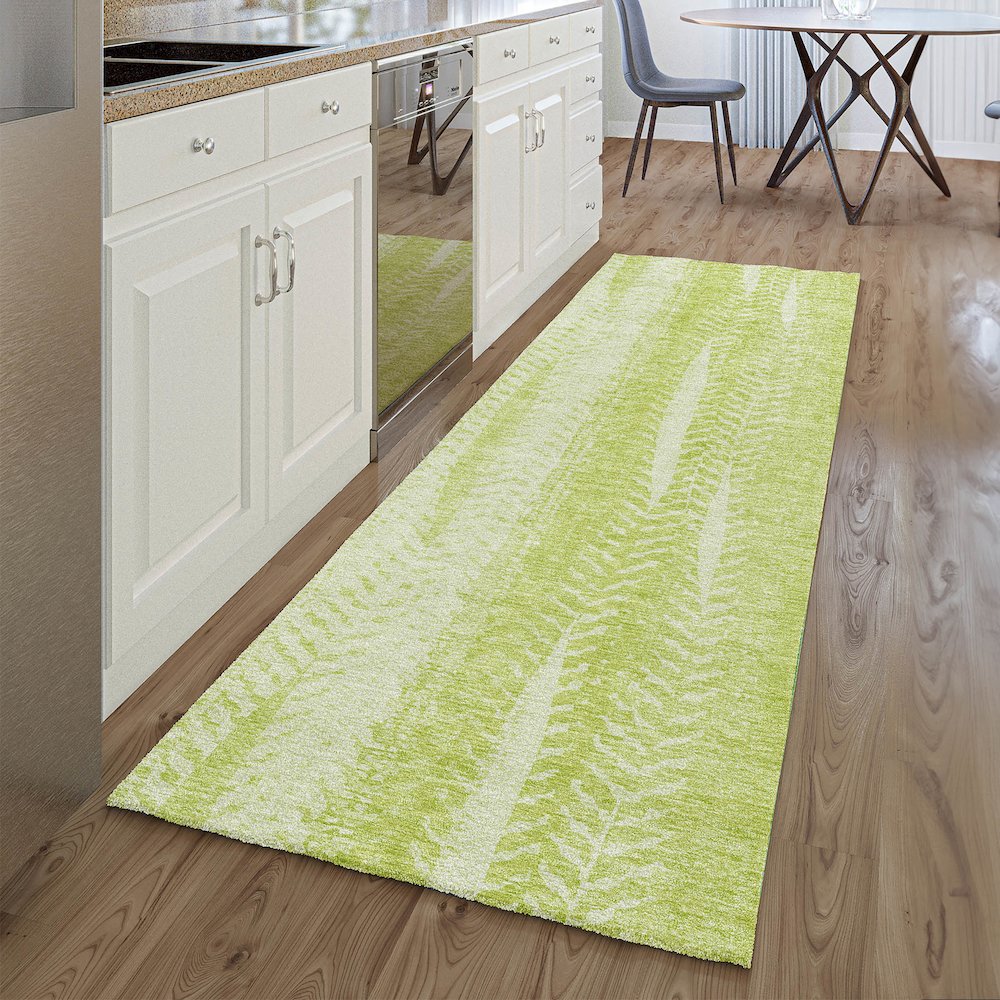 Premium Machine Washable Mayfield AMF694 Aloe 2'3" x 7'6" Runner Rug. Picture 5