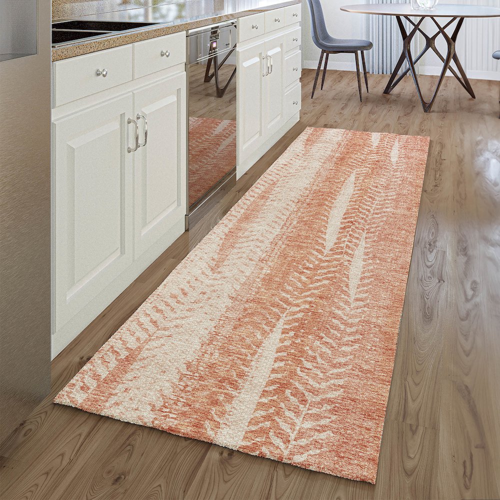 Premium Machine Washable Mayfield AMF694 Coral 2'3" x 7'6" Runner Rug. Picture 5