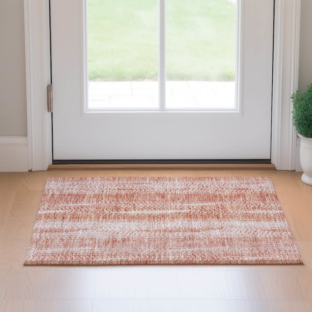 Premium Machine Washable Mayfield AMF694 Coral 1'8" x 2'6" Rug. Picture 5