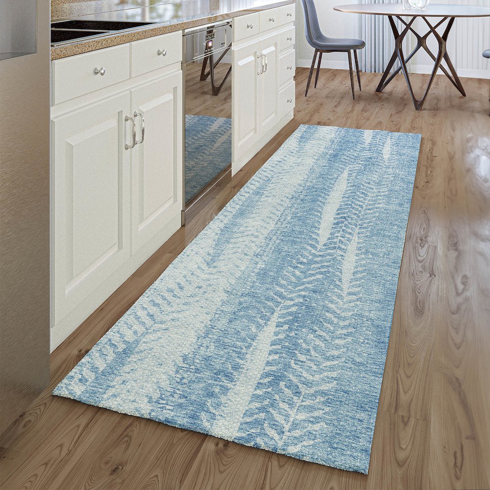 Premium Machine Washable Mayfield AMF694 Sky 2'3" x 7'6" Runner Rug. Picture 5