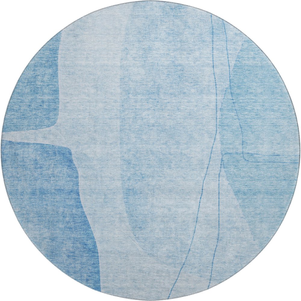 Premium Machine Washable Mayfield AMF696 Blue 8' x 8' Round Rug. Picture 1