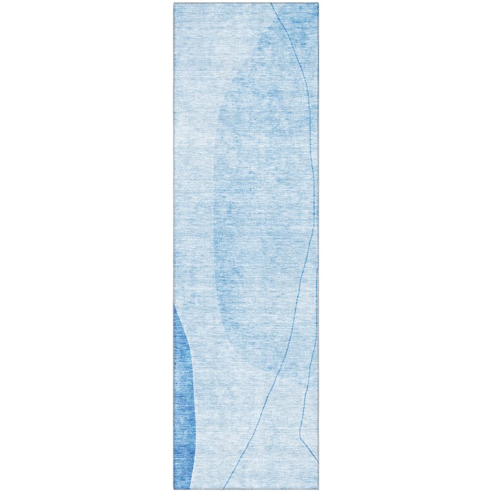 Premium Machine Washable Mayfield AMF696 Blue 2'3" x 7'6" Runner Rug. Picture 1
