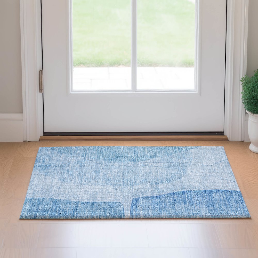 Premium Machine Washable Mayfield AMF696 Blue 1'8" x 2'6" Rug. Picture 5
