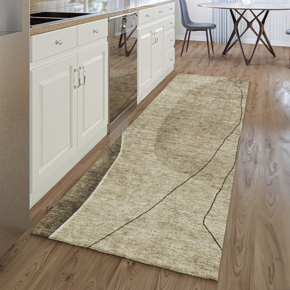 Premium Machine Washable Mayfield AMF696 Brown 2'3" x 7'6" Runner Rug. Picture 5