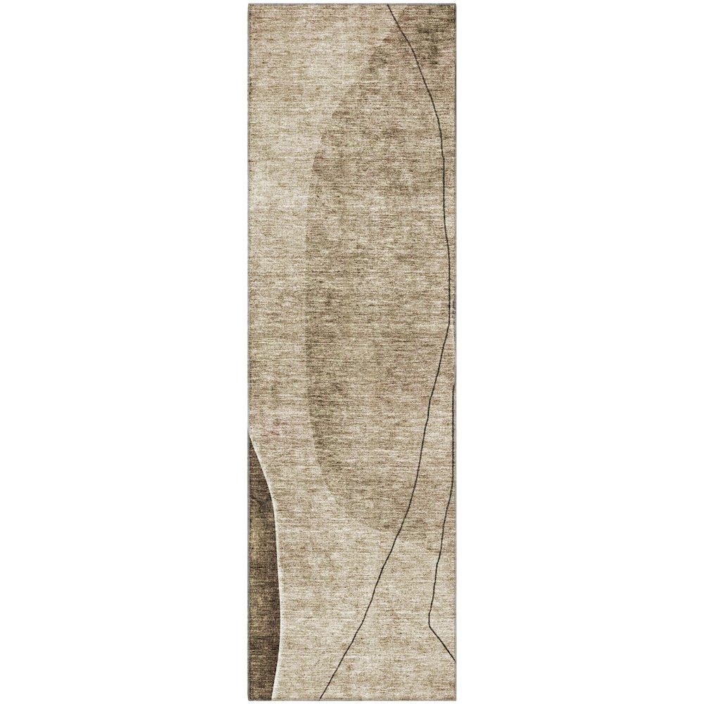 Premium Machine Washable Mayfield AMF696 Brown 2'3" x 7'6" Runner Rug. Picture 1