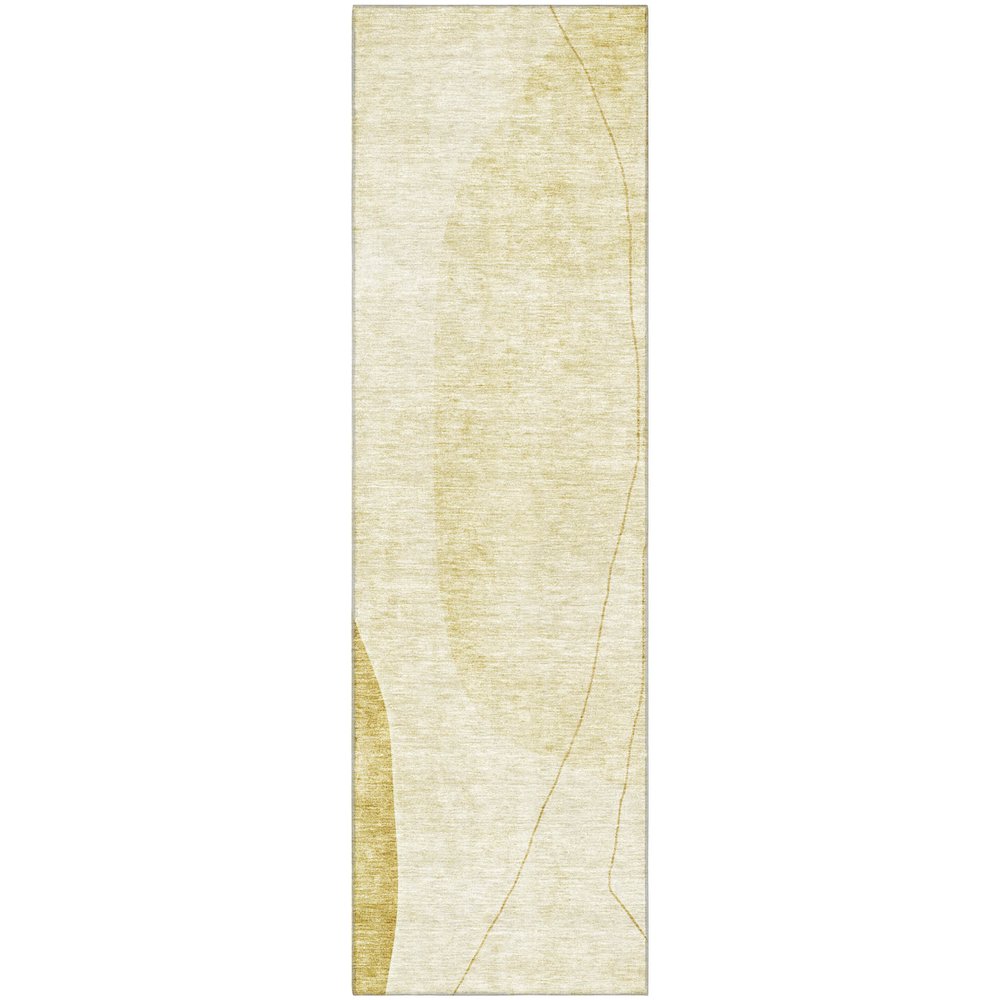 Premium Machine Washable Mayfield AMF696 Gold 2'3" x 7'6" Runner Rug. Picture 1