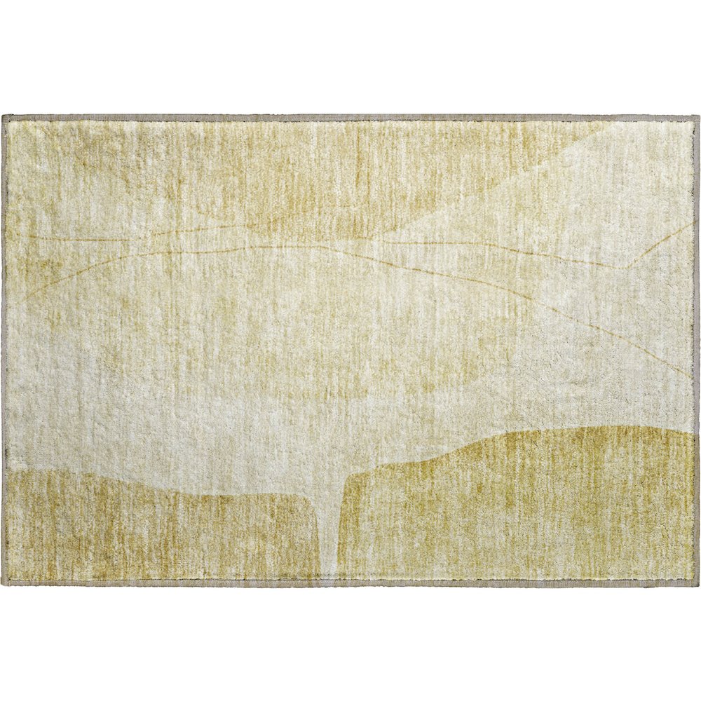 Premium Machine Washable Mayfield AMF696 Gold 1'8" x 2'6" Rug. Picture 1