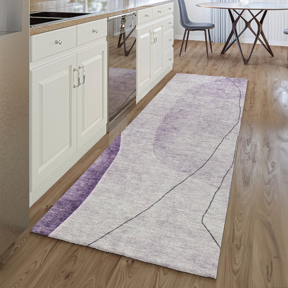 Premium Machine Washable Mayfield AMF696 Purple 2'3" x 7'6" Runner Rug. Picture 5