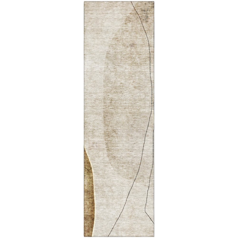 Premium Machine Washable Mayfield AMF696 Taupe 2'3" x 7'6" Runner Rug. Picture 1