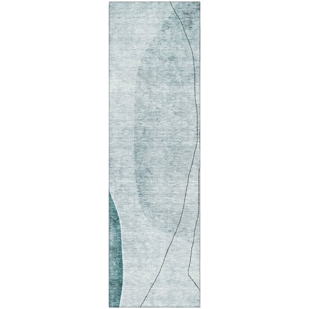 Premium Machine Washable Mayfield AMF696 Teal 2'3" x 7'6" Runner Rug. Picture 1