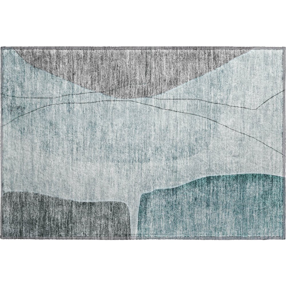 Premium Machine Washable Mayfield AMF696 Teal 1'8" x 2'6" Rug. Picture 1