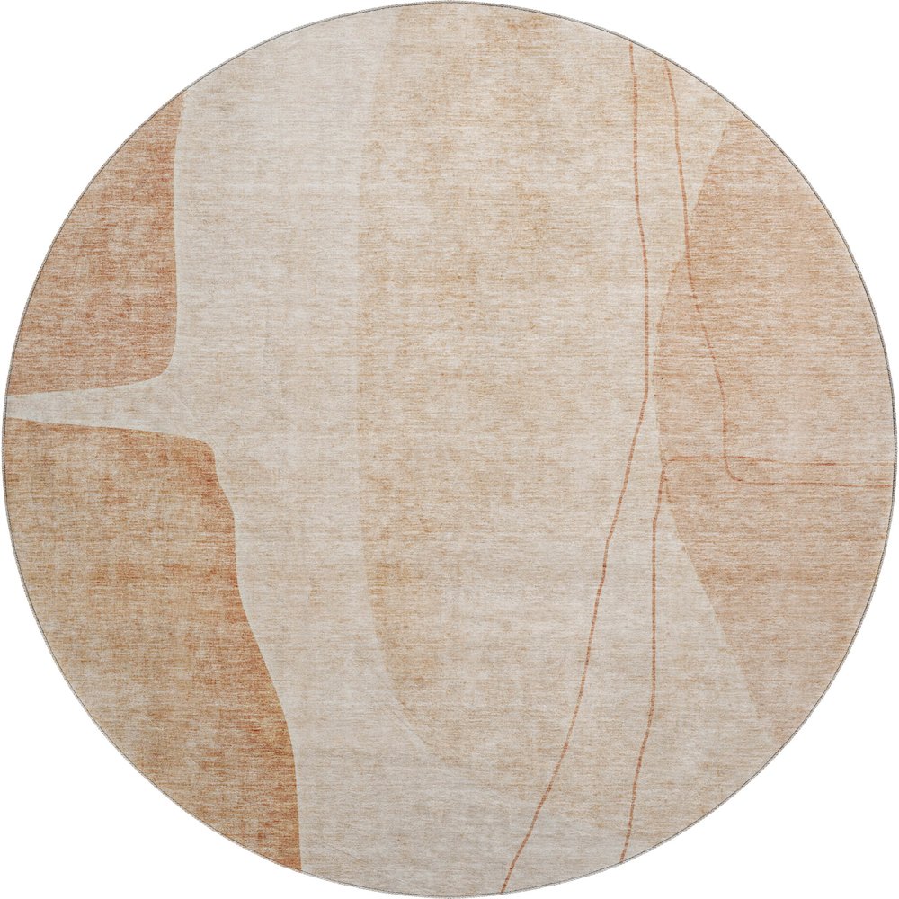Premium Machine Washable Mayfield AMF696 Terracotta 8' x 8' Round Rug. Picture 1