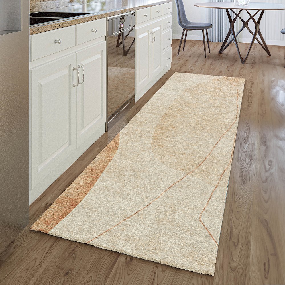 Premium Machine Washable Mayfield AMF696 Terracotta 2'3" x 7'6" Runner Rug. Picture 5