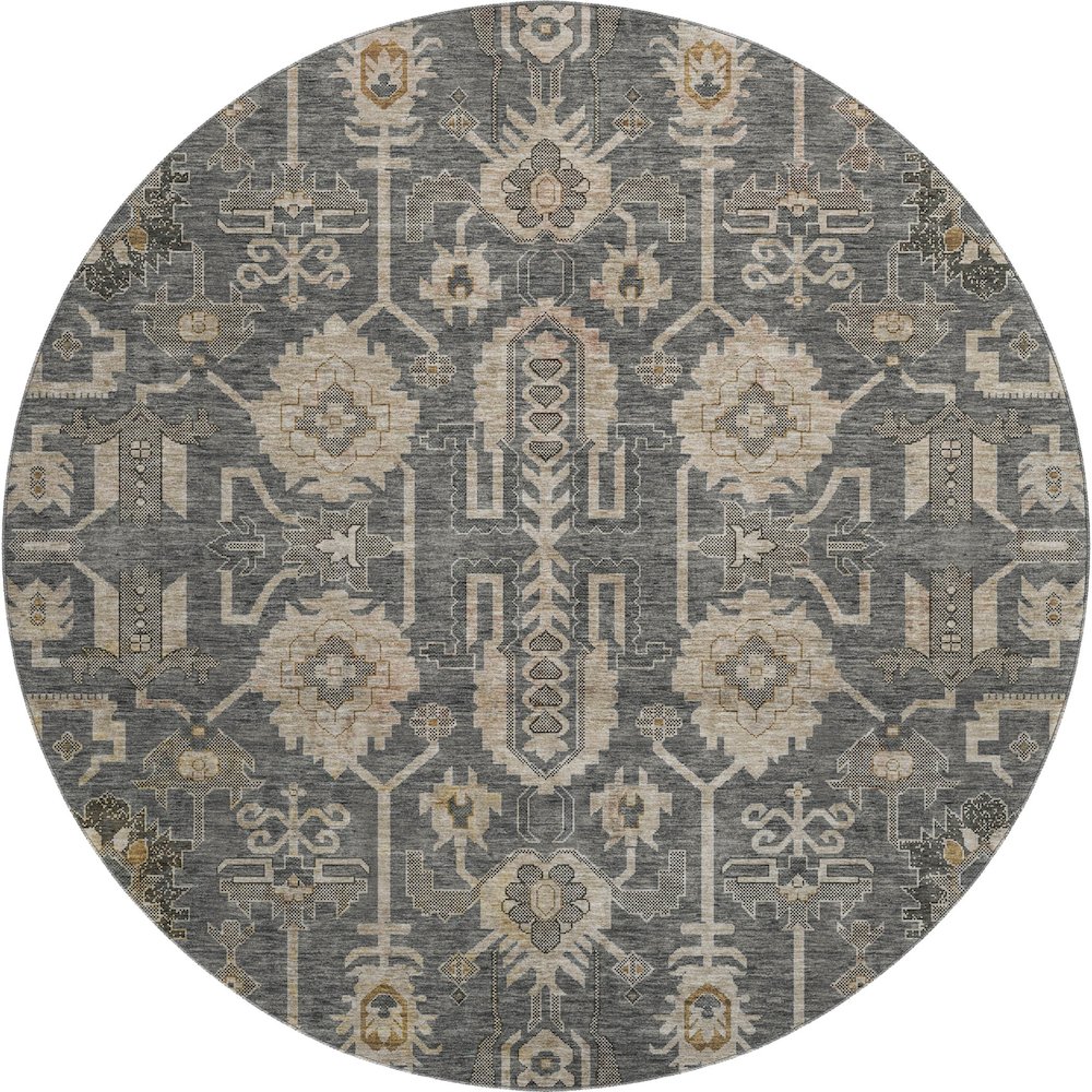 Premium Machine Washable Mayfield AMF697 Gray 8' x 8' Round Rug. Picture 1