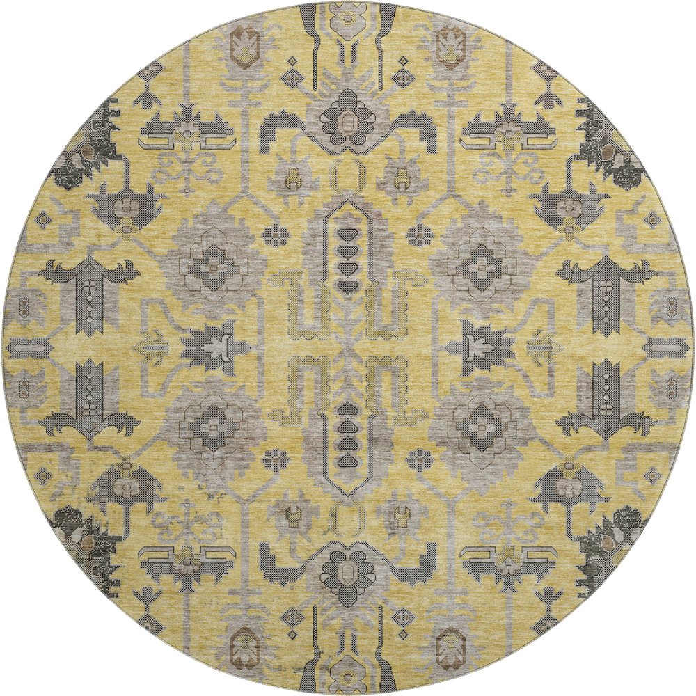 Premium Machine Washable Mayfield AMF697 Honey 8' x 8' Round Rug. Picture 1