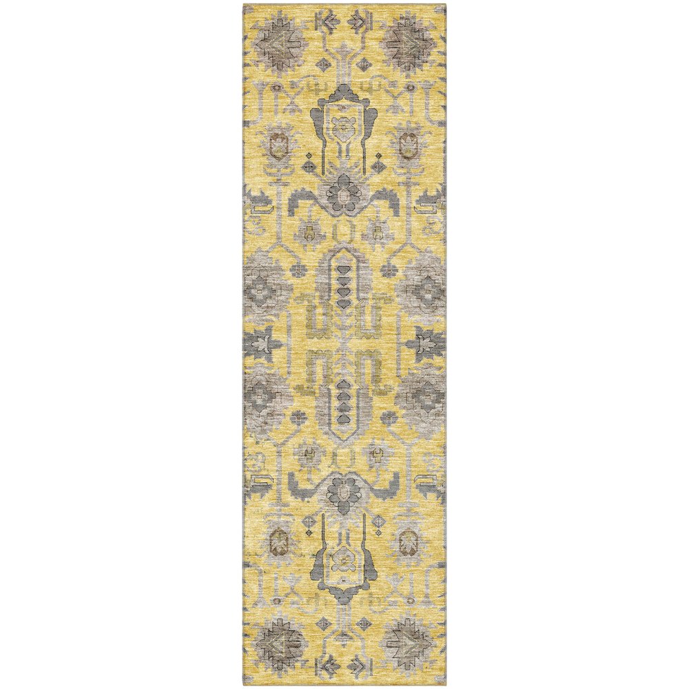 Premium Machine Washable Mayfield AMF697 Honey 2'3" x 7'6" Runner Rug. Picture 1