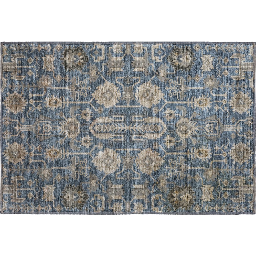 Premium Machine Washable Mayfield AMF697 Navy 1'8" x 2'6" Rug. Picture 1