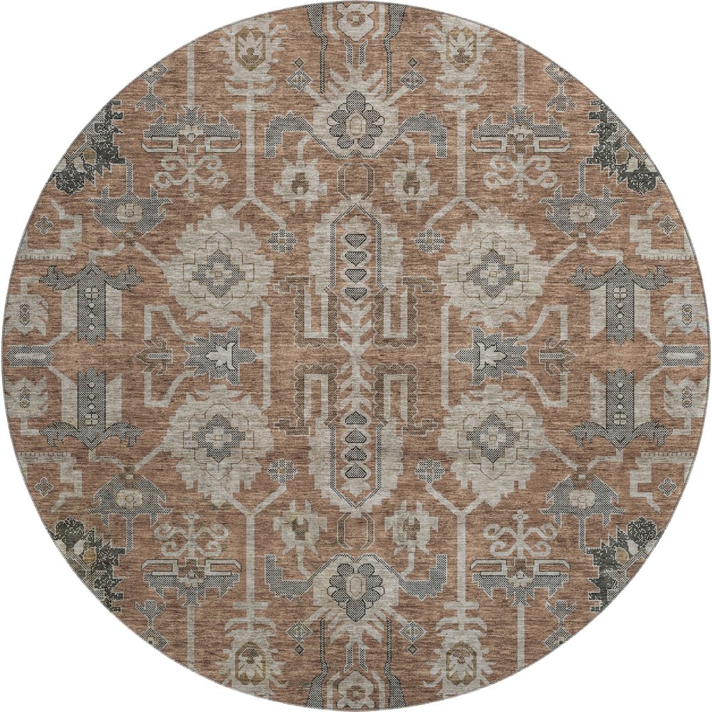 Premium Machine Washable Mayfield AMF697 Paprika 8' x 8' Round Rug. Picture 1