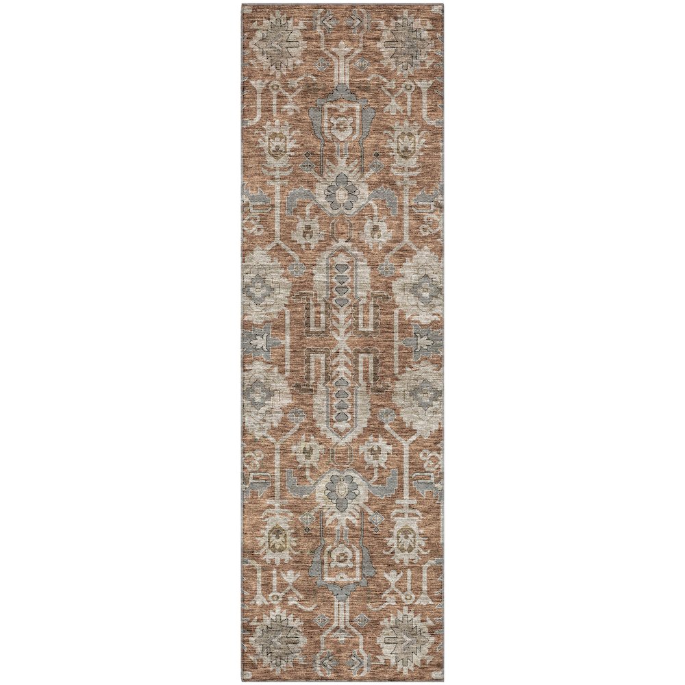 Premium Machine Washable Mayfield AMF697 Paprika 2'3" x 7'6" Runner Rug. Picture 1