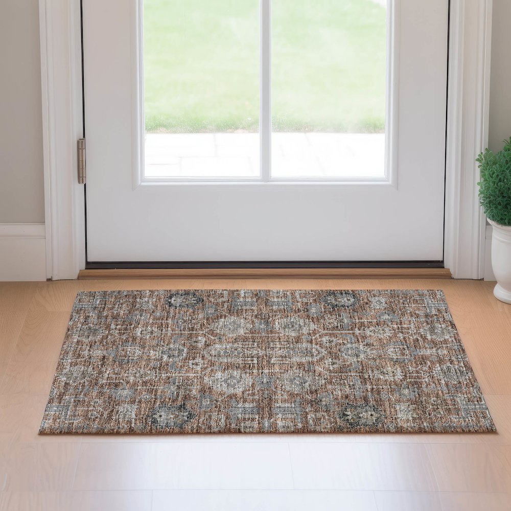 Premium Machine Washable Mayfield AMF697 Paprika 1'8" x 2'6" Rug. Picture 5