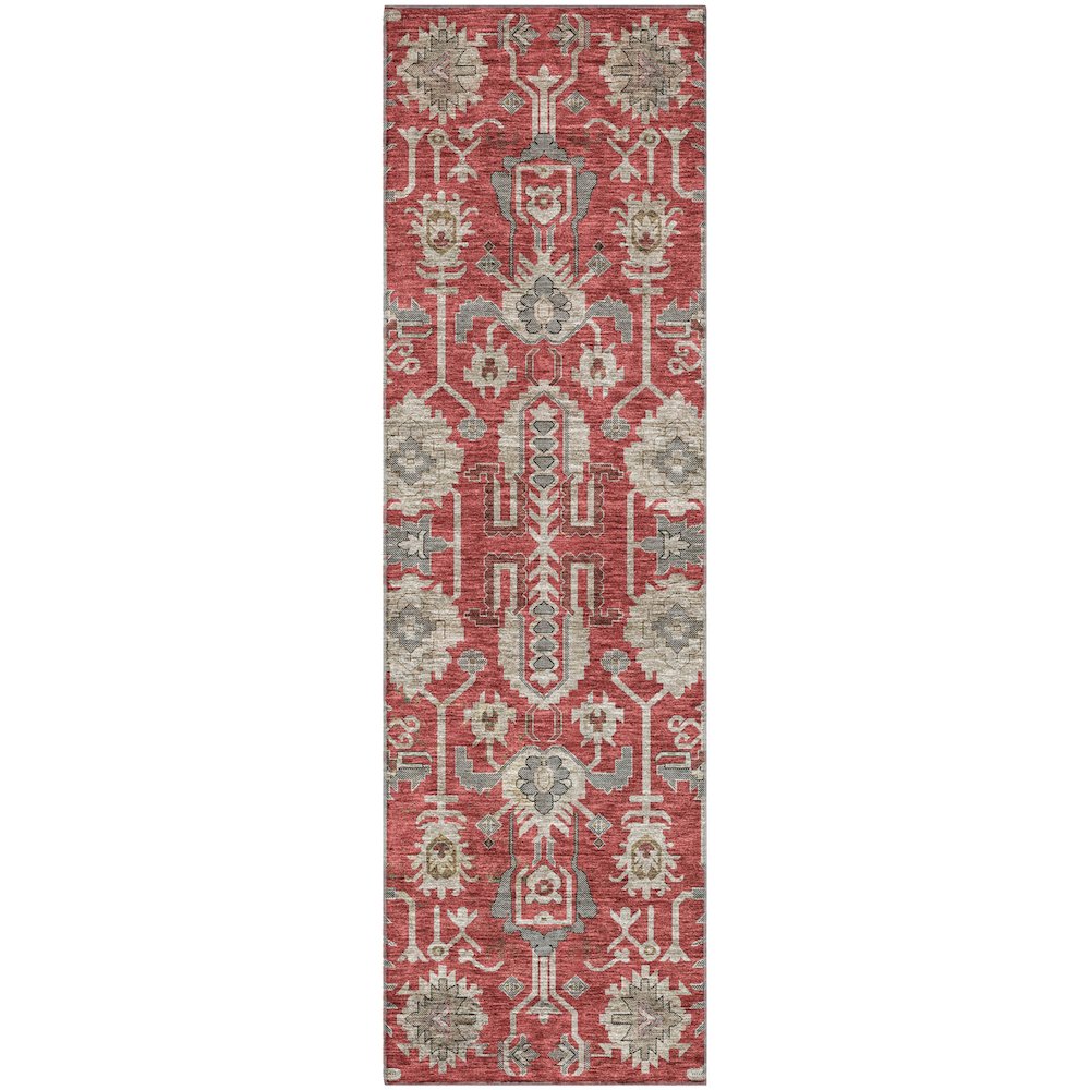 Premium Machine Washable Mayfield AMF697 Red 2'3" x 7'6" Runner Rug. Picture 1
