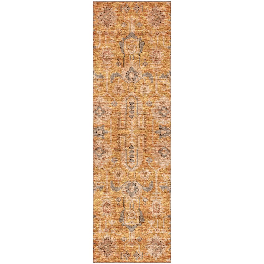 Premium Machine Washable Mayfield AMF697 Terracotta 2'3" x 7'6" Runner Rug. Picture 1